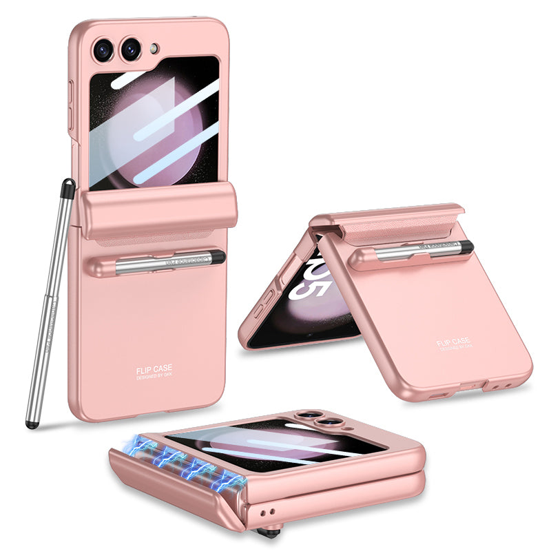 GKK pro Samsung Galaxy Z Flip5 5G pouzdro s magnetickým pantem kryt PC telefonu s malým dotykovým perem GKK pro Samsung Galaxy Z Flip5 5G pouzdro s magnetickým pantem kryt PC telefonu s malým dotykovým perem
